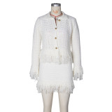 Tassel Knits Coats Mini Skirt 2 Piece Set ZSD-0349
