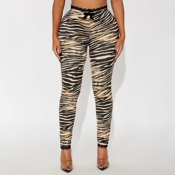 Casual Print Lace Patchwork Pants GSBD-J25PT367