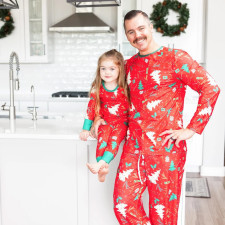 Christmas Tree Print Long Sleeve Matching Family Pajama Set GSGS-0584