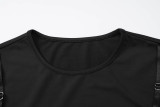 Short T-Shirt Patchwork Faux Two-Piece Top GLAG-T5920298G