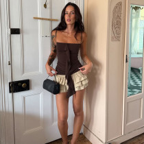 Fashion Patchwork Solid Color Sling Tops GLAG-T5A20381F