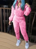 Long Sleeve Solid Color Plush Two Piece Pants Set GXHF-81108