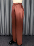 Loose Printed Tie-Waist Long Robe Wide Leg Pants Suit GKEN-ATP051016