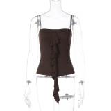 Fashion Patchwork Solid Color Sling Tops GLAG-T5A20381F