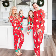 Christmas Tree Print Long Sleeve Matching Family Pajama Set GSGS-0584