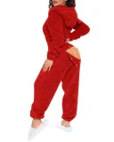 Hooded Cute Plush Long-Sleeve Jumpsuit GXHF-80223