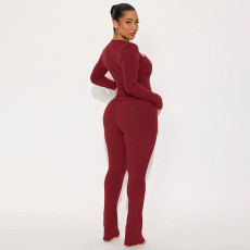 Slash V Neck Tight Long Sleeve Pants Suit GDSF-J25ST407