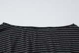 Stripe Long Sleeve T Shirt Irregular Skirt 2 Piece Set GLAG-S5920161H