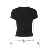 Short T-Shirt Patchwork Faux Two-Piece Top GLAG-T5920298G
