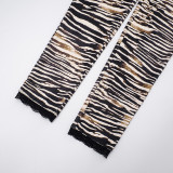 Casual Print Lace Patchwork Pants GSBD-J25PT367