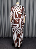 Loose Printed Tie-Waist Long Robe Wide Leg Pants Suit GKEN-ATP051016