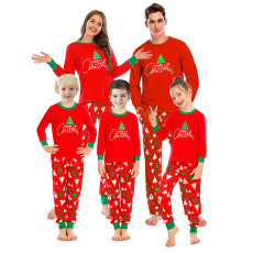 Christmas Letter Print Matching Family Long-Sleeve Pajama Set GSGS-0720