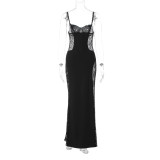 Sexy Patchwork Lace Hollow Out Maxi Dress GLAG-D5920244G