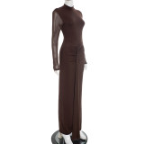 Backless Long Sleeve Ribbon Dress+Tulle Shawl Two-Piece Set GDSF-D25ST485
