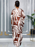 Loose Printed Tie-Waist Long Robe Wide Leg Pants Suit GKEN-ATP051016