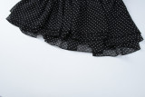Polka Dot Print Chiffon Layered Flower Bud Mini Dress GLAG-D5820153H