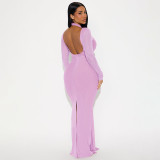 Backless Long Sleeve Ribbon Dress+Tulle Shawl Two-Piece Set GDSF-D25ST485