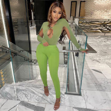 Hollow Out Long Sleeve Bodysuit GFRT-6397TL