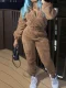 Long Sleeve Solid Color Plush Two Piece Pants Set GXHF-81108