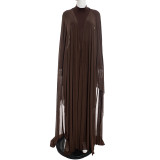 Backless Long Sleeve Ribbon Dress+Tulle Shawl Two-Piece Set GDSF-D25ST485
