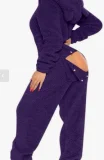 Hooded Cute Plush Long-Sleeve Jumpsuit GXHF-80223