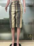 Printed Python Pattern Seven-Tenths Pants GXHF-M80803