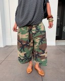 Camouflage Print Loose Wide Leg Pants GXHF-M80827