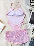 Sexy Sequin Backless One Piece Swimsuit Skirts Suit CASF-6777