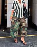 Camouflage Print Loose Wide Leg Pants GXHF-M80827