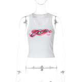Letter Print Sleeveless Tank Tops GLAG-T5A20439G