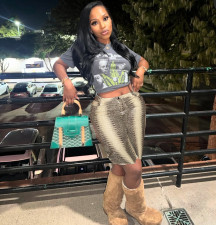 Printed Python Pattern Seven-Tenths Pants GXHF-M80803