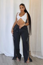 Casual Zipper Split Loose Straight Pants GXHF-M80250