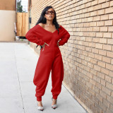 V Neck Long Sleeve Sport Jumpsuit GXHF-80807