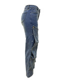 Removable Button Straight Jeans GXHF-M81208