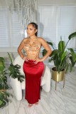 Solid Color High Waist Split Long Skirt GXHF-M80211