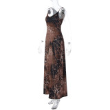 Leopard Print Tie Up Maxi Dress GLAG-D5920284G