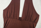 V Neck Tie Up Sport Solid Color Jumpsut GJYO-JP006275
