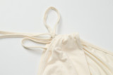 Deep V Neck Ruched Tie Up Tops GLAG-T5A20383F