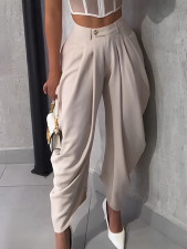 Solid Color Wide Leg Flower Bud Pants GXHF-M80802