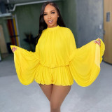 Ruched Long Sleeves Loose Bud Romper GXHF-M80626