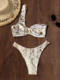 Print Single Shoulder Sexy Bikinis Swimsuit CASF-6788
