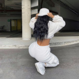 Plush Solid Color Sport Two Pants Set GXHF-X07122268