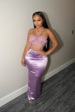 Solid Color High Waist Split Long Skirt GXHF-M80211