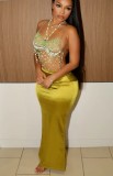 Solid Color High Waist Split Long Skirt GXHF-M80211