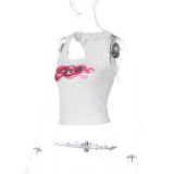 Letter Print Sleeveless Tank Tops GLAG-T5A20439G