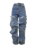 Removable Button Straight Jeans GXHF-M81208