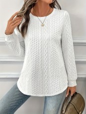 Plus Size Casual Solid Color Long Sleeve Tops GYOU-CX562