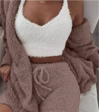 Plus Size Plush Homewear Casual 3-Piece Pajama Set GXHF-YM303