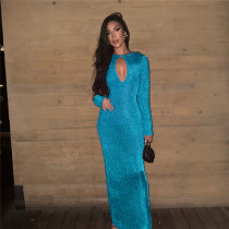 Long Sleeve Hollow Out Maxi Dress GZJQ-K25D85474