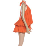 Sleeveless Halterneck Tie Up Backless Mini Dress GZJQ-K25D87118
